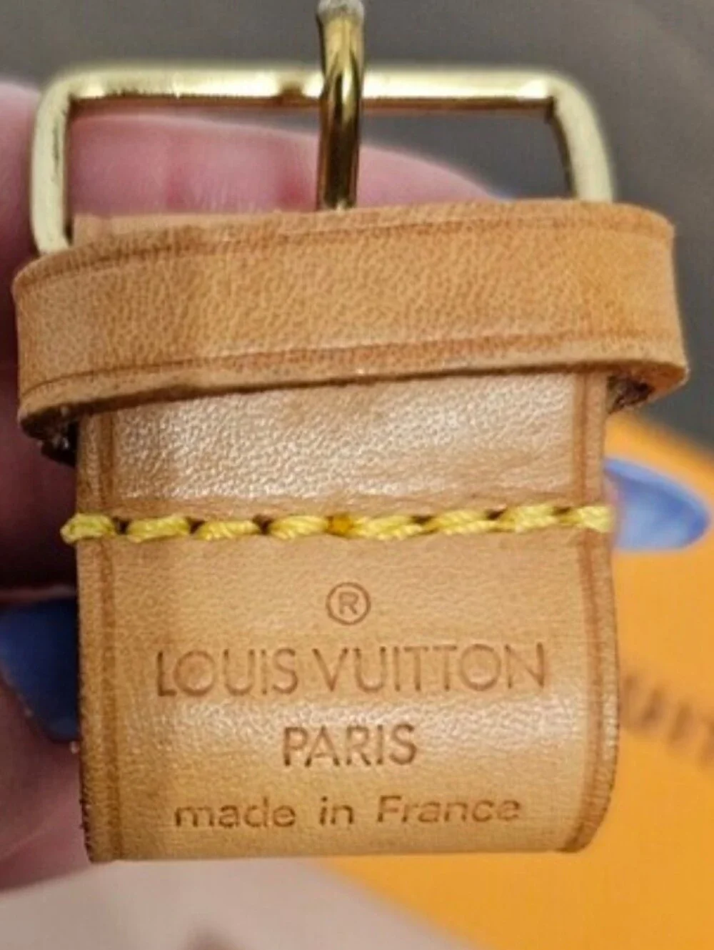 Louis Vuitton Vachetta Leather Luggage Tag + Handle Keeper Set w/ Box Vintage